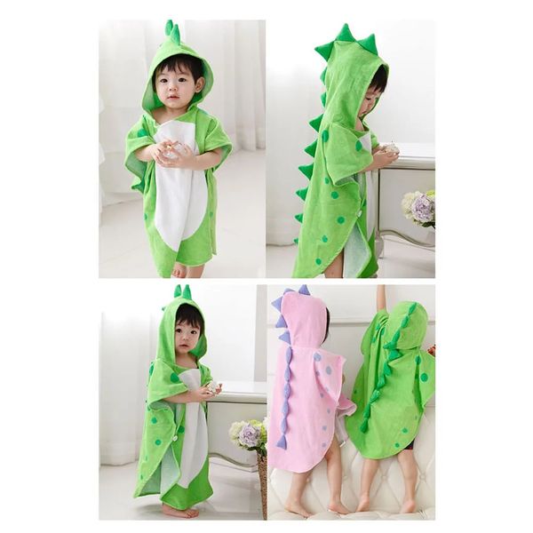 Toalhas Robes Dos Desenhos Animados Toalha de Banho Do Bebê Dinossauro Microfibra Algodão Com Capuz Toalha de Praia Nascido Toalhas de Cabo Macio Poncho Crianças Washcloth Baby Stuff 231212