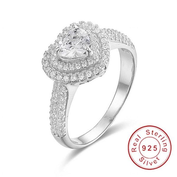 Eternal Real Solid 100 % 925 Sterling Silber Verlobungs-/Hochzeitsringe für Frauen LOVE Heart 1 87ct simulierter Diamantring Schmuck si176Z