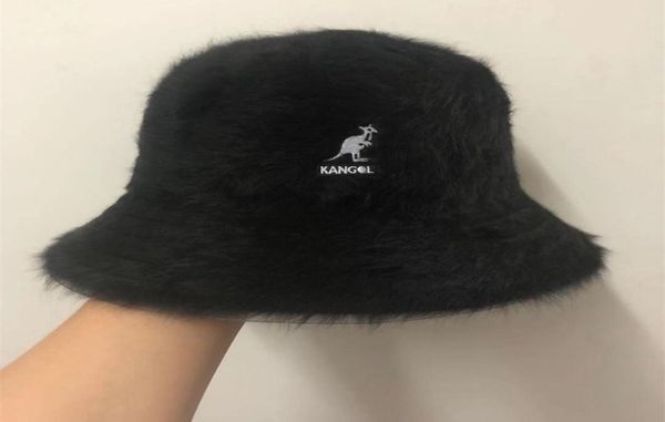 Rua Fahsion Quality Men Women Kangools Bucket Hat Angola Pure Rabbit Fur Dome Bordado plano Fashion Casual Top Cap 2201145002136