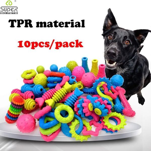 Brinquedos para cães mastiga 10 pçs aleatoriamente filhote de cachorro brinquedos para animais de estimação para cães pequenos resistência de borracha para morder brinquedo do cão limpeza dos dentes mastigar brinquedos de treinamento suprimentos para animais de estimação 231212