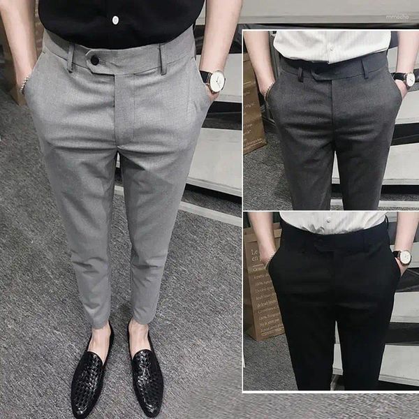 Ternos masculinos primavera verão 2023 calças terno fino escritório de negócios cor sólida botão clássico coreano calças masculinas plus size p240