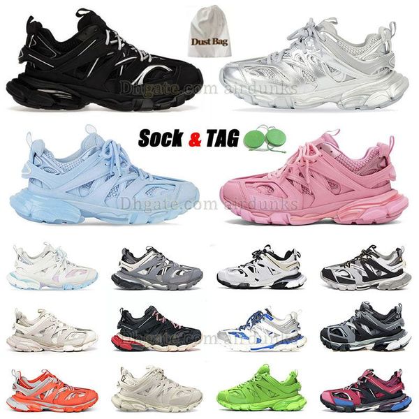 Luxury Brand Track 3 Designer Shoes Men Women Pink White Cloud Triple S All Black Sneakers Paris Gomma Leather Trainer Nylon Printed Plate-Formes Walking Trainer