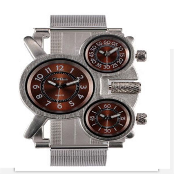 Oulm marca 53mm grande dial quartzo militar relógio masculino tempo de viagem preciso resistente a riscos relógio atmosfera confortável masculi294d
