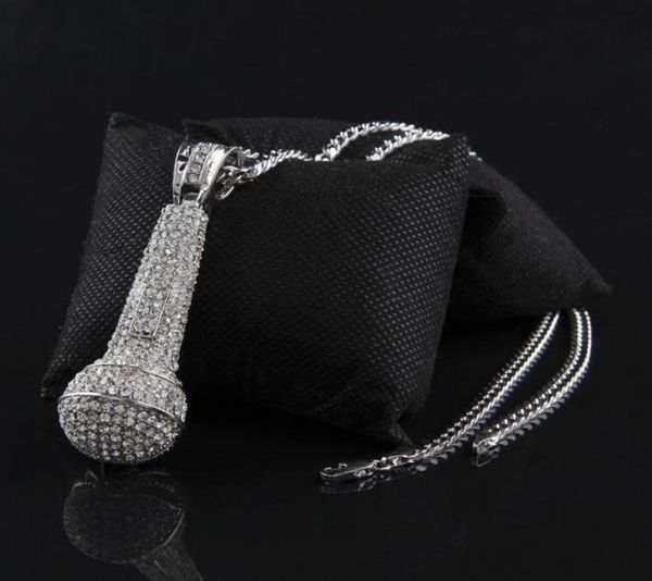 MENS ICCOLATO INCIDATO MICROFICATO MICROPHONE PENDANTE GIOIELLI HIP HOP CAPOLA CUBAN CUBANE 5430418