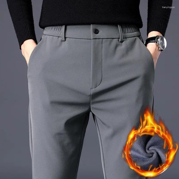 Herrenanzüge Herren Herbst Winter Business Fashion Slim Fit Stretch Hosen Verdicken Fleece Gefüttert Warm Outdoor Jogginghose Anzughose Männlich