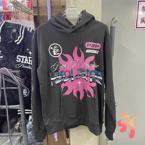 Moletons masculinos Moletons Fotos reais Hellstar Hoodies Spirit Running Flame Letter Print Pulôver com capuz Oversized Homens Mulheres Vintage Street Moletons J231213