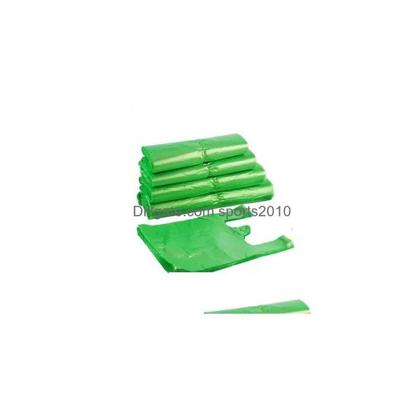 Emballage cadeau Emballage cadeau 100pcs / pack sac en plastique vert supermarché effectuer un gilet jetable avec poignée cuisine salon propre alimentaire Pac DHZ1I