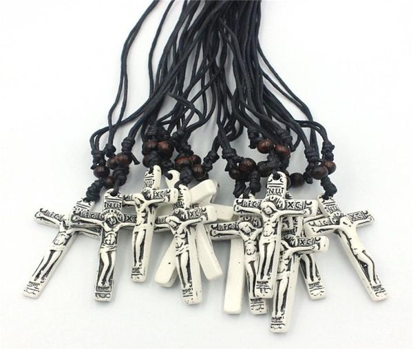 Schmuck Großhandel 12 teile/los Nachahmung Yak Knochen Geschnitzt Jesus Anhänger Halsketten Amulett XL1257295305