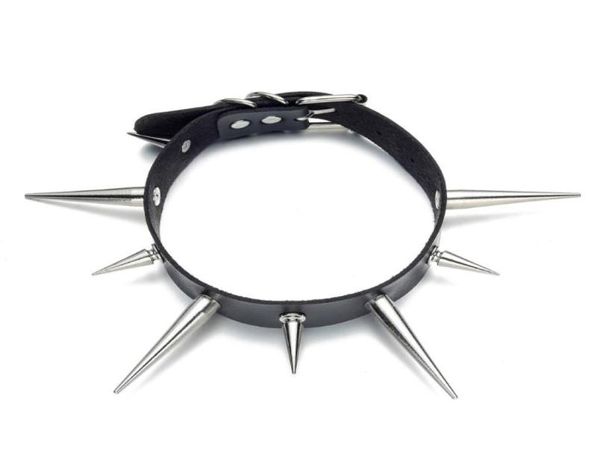 Chokers Big Spike Gargantilha Punk Colar de Couro Falso para Mulheres Homens Cool Chunky Rebites Studded Chocker Goth Estilo Colar Acessórios6954181