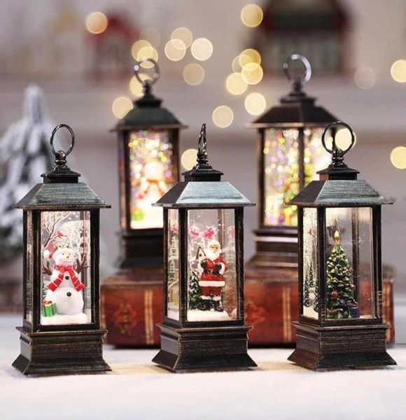 Geschenk LED Weihnachten Kristall Licht Drehen Glitter Weihnachten Kleine Laterne Lampe Neujahr Kinder Schneekugel Deco Santa Claus Kleine Öl lampe H2238416