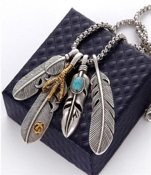 Fashion Nuovo stile Feather Eagle Claw Claw Uomini e donne Hip Hop Hop Personality Necklace Collace Gioielli di lusso Gift Q05314439834