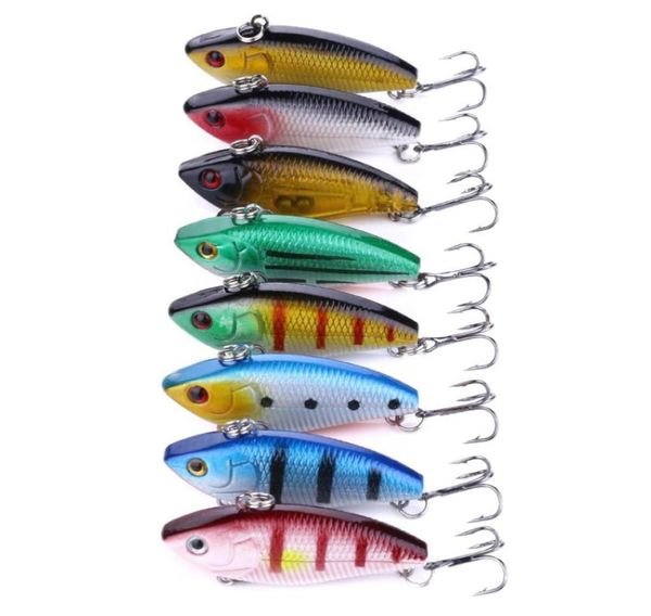 Minnow Balıkçılık Lures Vib 5cm 6G 8Hooks VI007 Plastik Sert Yem Çubuğu Yem Krankbait Balıkçılık Cazibesi Moq 50pcs 21691435093415