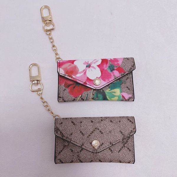 2023 Classic Designer Letter Money Bag Kichain Fashion Pingled Chain Chain Charm Brown Flower Box