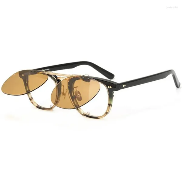 Óculos de sol Lux Moda Euro-Am Retro-Vintage Quadro Óptico Nightvision Amarelo Clips-On 48-21-150 Óculos Multifuncionais Unissex