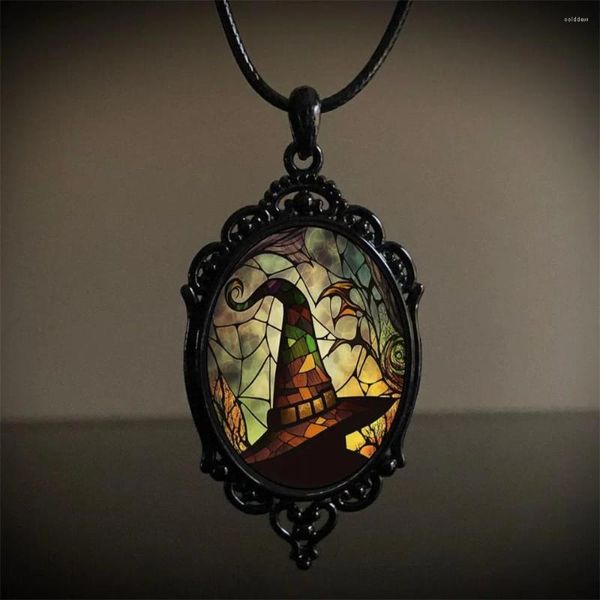 Anhänger Halsketten NCEE Gothic Halskette Zauberer Fledermaus Kürbis Geheimnis Vampir Halloween Schmuck Geschenk Hexe Seil Kette Halsband