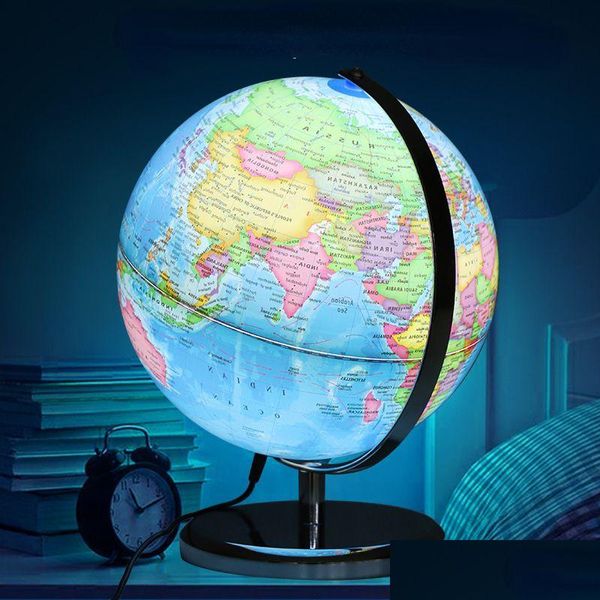 Dekoratif Nesneler Figürinler Dekoratif Nesneler Figürinler Dünya Globe İngilizce Versiyon Haritası LED Işık Coğrafyası Eğitim Darst