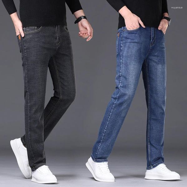 Jeans da uomo comodi e morbidi per il lavoro, il tempo libero, la moda, slim fit, pantaloni lunghi retrò, aderenti, gamba dritta