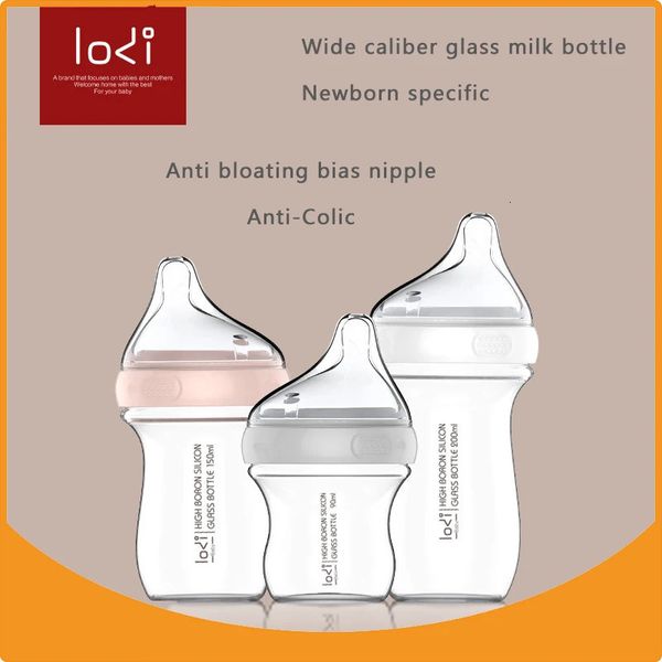 Babyflaschen# LODI born Baby Weithalsflasche aus Glas mit hohem Borosilikatgehalt, außermittig, Zweikanal-Reflux, Anti-Kolik, Anti-Erstickungsgefahr, 231212