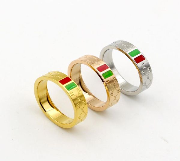 Anel de amor de marca de aço inoxidável 316L para homens mulheres listras vermelhas e verdes inteiras anel de casamento feminino três gotas 4964242