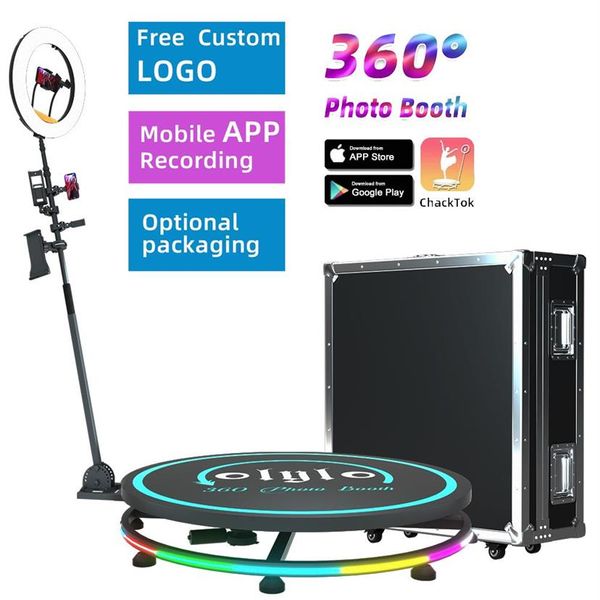Cabine 360 po com anel de luz, plataforma portátil rotativa para selfie em câmera lenta, máquina de aluguel de festas, vídeo 360, software po 346w