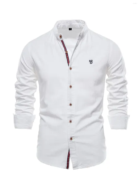 Herren Freizeithemden Baumwolle Langarm Kleidung Weißes Hemd Voll