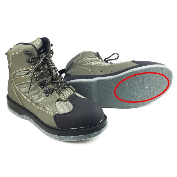 Sapatos de água Fly Fishing Shoes Senti Sole Wading Waders com unhas Aqua Upstream Caça Sapatilhas Bota Respirável Rock Sport No-Slip para Calças 231213