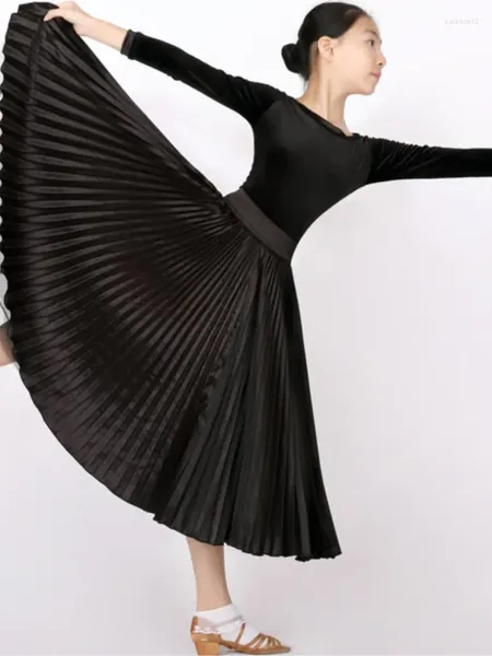 Сценическая одежда, черный костюм для современного танца для девочек, осенне-зимний детский бархатный тренировочный костюм с длинными рукавами для выступлений, комплект