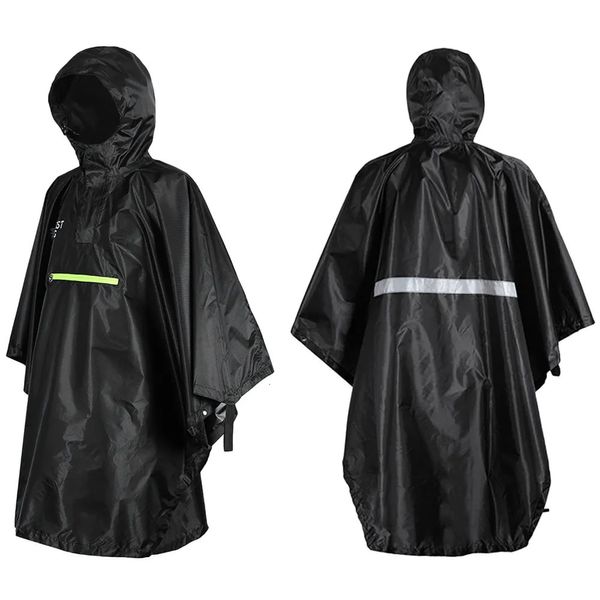 Regenbekleidung Herren Damen Regenmantel Wasserdichte Regenbekleidung mit Reflektor Regenfester Poncho Reflektierender Streifen 231213