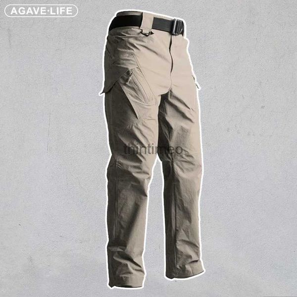 Pantaloni da uomo Pantaloni tattici militari RipStop Quick Dry Pantaloni leggeri da combattimento militare multi tasche Pantaloni cargo IX9 Pantaloni elasticizzati impermeabili da uomo YQ231213