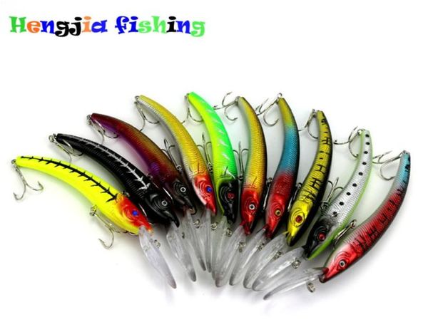 Hengjia Minnow Balıkçılık Lures 155cm 163g 2 Japon Tiz İki Kanca Sert Yem Çubuğu Yem Balıkçılık Cazibesi 20 PCS MI0529059571