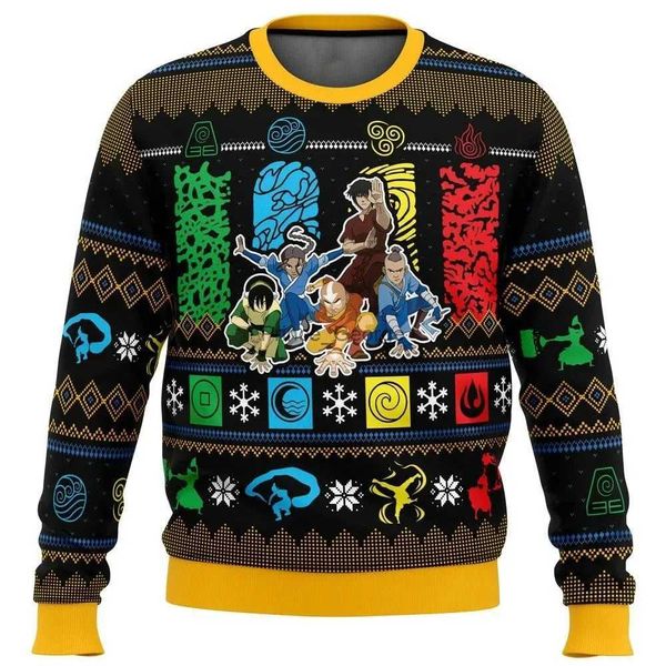 Tute da uomo Avatar The Last Airbender Christmas Time Brutto maglione di Natale Regalo Babbo Natale Pullover Uomo 3D SweL2402