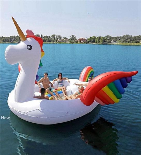 Gigante inflável barco unicórnio flamingo piscina flutua jangada anel de natação salão verão piscina praia festa água flutuador colchão de ar hha14177225