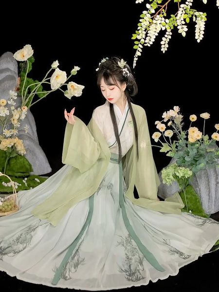 Abbigliamento etnico Hanfu Dres Antica dinastia cinese della canzone Set Costume cosplay femminile Abito estivo da festa Set da 3 pezzi per le donne 231212