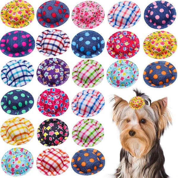 Abbigliamento per cani 50/100PS fatto a mano per fermagli per capelli Moda fiocchi carini Cani di piccola taglia Accessori stile berretto Forniture per animali domestici