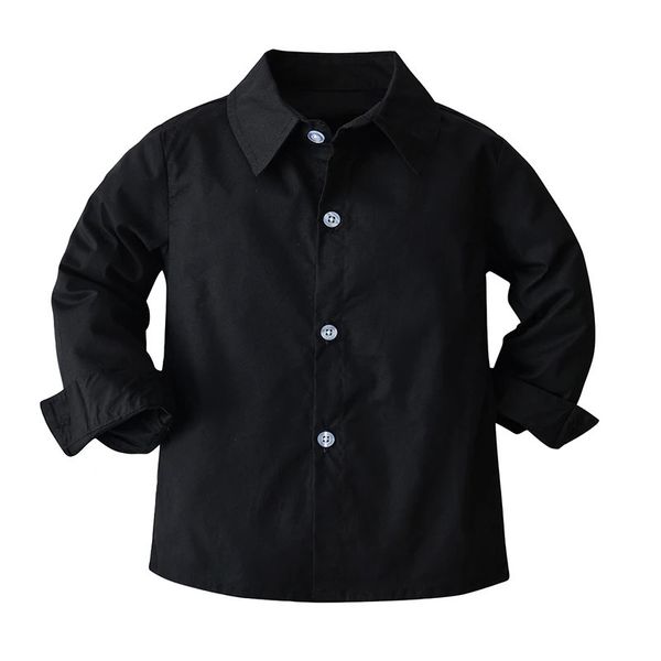 Crianças camisas primavera outono bebê menino camisas preto manga longa lapela cardigan camisa casual crianças cavalheiro blusas tops crianças meninos roupas 231212