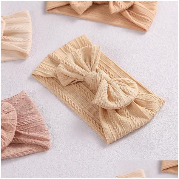 Accesorios para el cabello Diademas para niños pequeños para niñas Arcos Bandas elásticas de nylon Bebé Turbante Punto Bowknot Headwear Entrega de gotas Niños Maternit DH01R