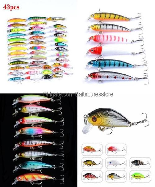 Iscas Iscas Isca Em Forma Flutuante Com Gancho Baitsluresstore Luya 43pcs / Conjunto Biônico Comerciante Elétrico Mioes Peixe Plástico Duro Fishing5700789