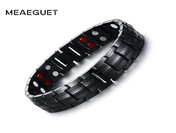 Meaeguet 15mm Magnetgesundheitsleistung Armband für Männer schwarz negatives Ion Far Infrarot Titan Magnetetherapie Armbänder Schmuck 5815123