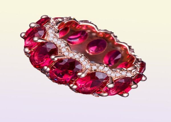 Anéis de ouro rosa anel de diamante joias de luxo topázio cristal esmeralda moissanite anel de safira bijuterias anel esmeralda B1092 20111227264