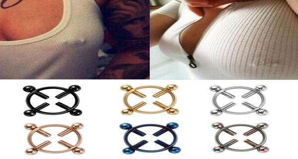 Parafuso grampos de mamilo piercings sexy para mulheres aço inoxidável falso jóias de mama não piercing anel escudo4617680