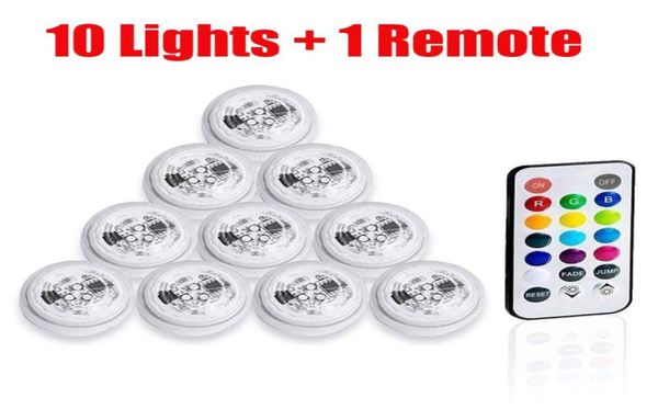 10 Pcslot LED RGB À Prova D 'Água Submersível Aquário Tanque de Peixes Bar Vaso Luz Tealight Vela Luz Para Aniversário De Casamento Anniversary9668747