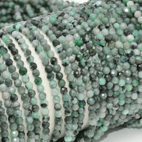 Pietre preziose sciolte Perline rotonde sfaccettate di smeraldo di qualità semplice naturale 3,4 mm-3,6 mm