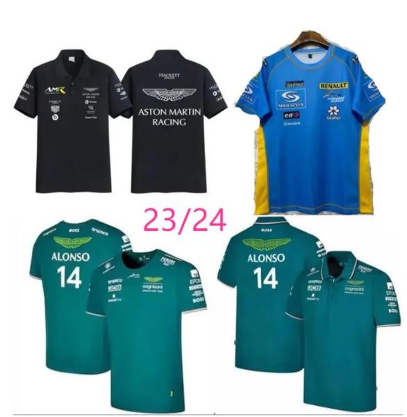 Crianças Homens Camisetas Aston Martin Jersey Camiseta AMF1 2023 Oficial Mens Fernando Alonso Camiseta Fórmula 1 Terno de Corrida F1 Camisa MOTO Motorcyc Tees 0228H23