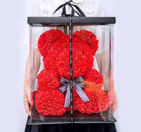 Orsetto di rose Orsacchiotto con nastro Per sempre Regalo di San Valentino di Natale per l'anniversario della rosa artificiale6347785