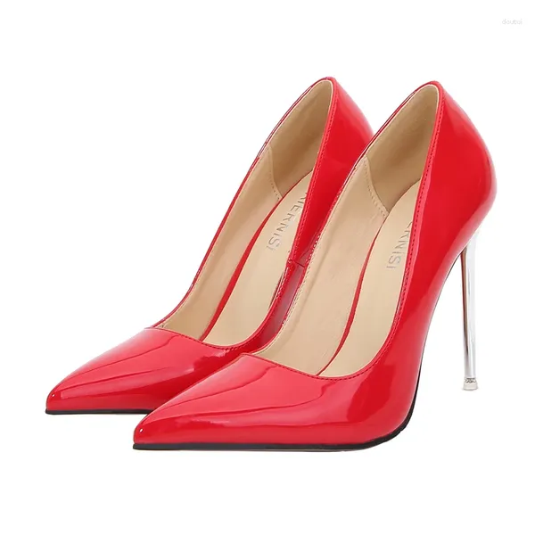 Scarpe eleganti Décolleté con tacco alto in vernice moda Donna Taglia grande 45 Nero Rosso Nudo Bianco con tacco Marca Primavera Festa da sposa da donna