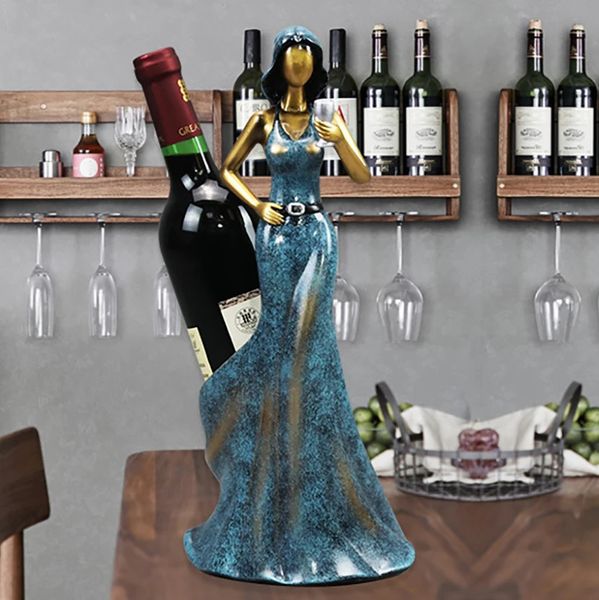 Racks de vinho de mesa azul vermelho sala de estar decoração de mesa de casa resina acessórios de decoração de casamento beleza mulheres prateleira suporte de garrafa suporte 231213
