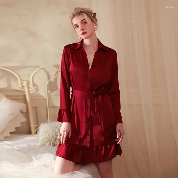 Indumenti da notte da donna MECHCITIZ 4 colori Abito da donna per dormire Vestaglie di raso Camicia da notte Sposa Abito da notte di nozze Accappatoio di seta Pigiama femminile