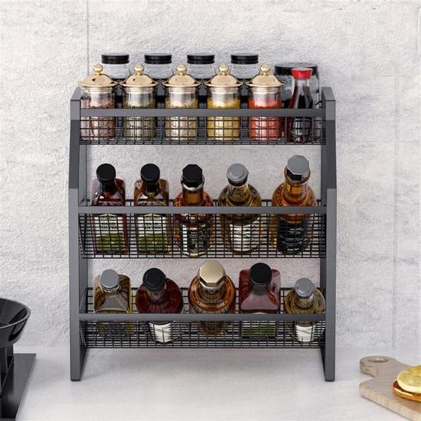 Garrafas de armazenamento frascos 3 camadas rack especiarias banheiro cozinha bancada prateleira titular organizador pendurado cremalheiras seasoning304f346g