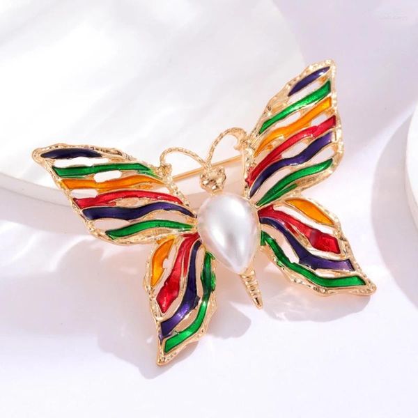 Broschen Nettes Mädchen Einfache Brosche Pin Schmetterling Ausschnitt Glasur Insekt Retro Imitation Perle Corsage Für Frauen Modeschmuck Zubehör