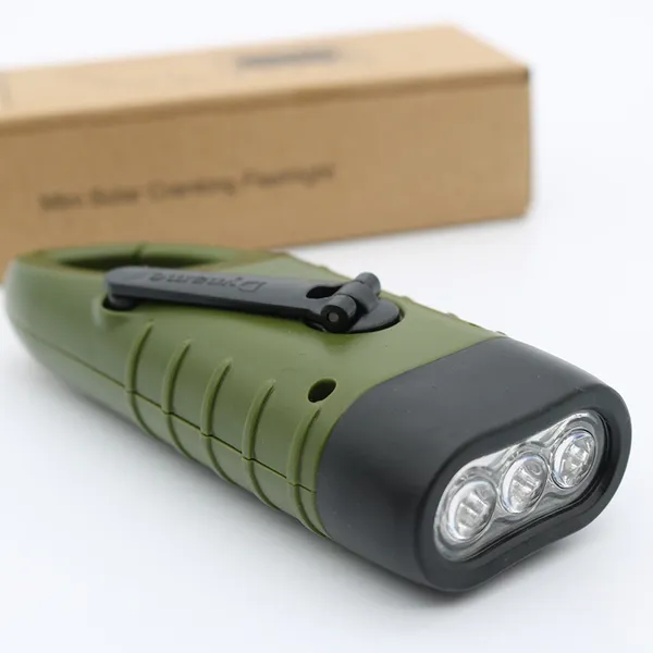 Torcia a LED Torcia Lanterna Professional Crank Dynamo portatile per la luce della tenda solare da alpinismo da campeggio all'aperto